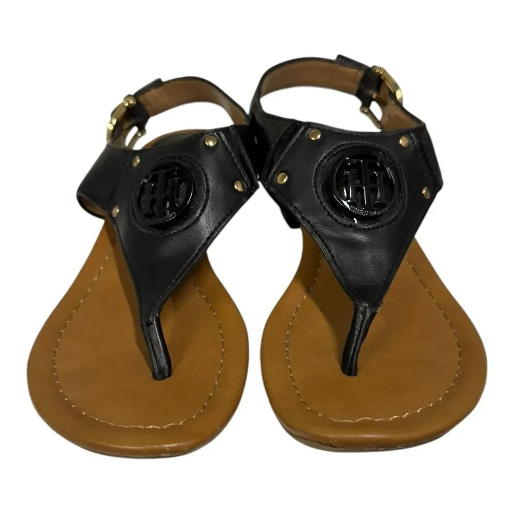 Tommy Hilfiger KIssi Women's Black Thong Low Heel Sandals 6